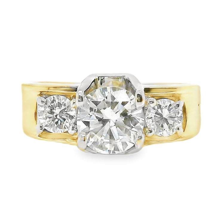 Three Stone Diamond Ring with Square Shank