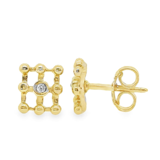 Square Lattice Diamond Center Earrings
