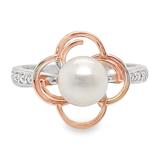 Rose Gold Swirls & Pearl Ring