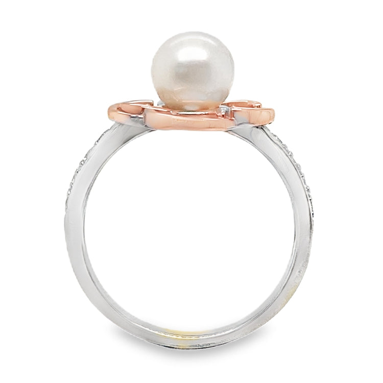 Rose Gold Swirls & Pearl Ring