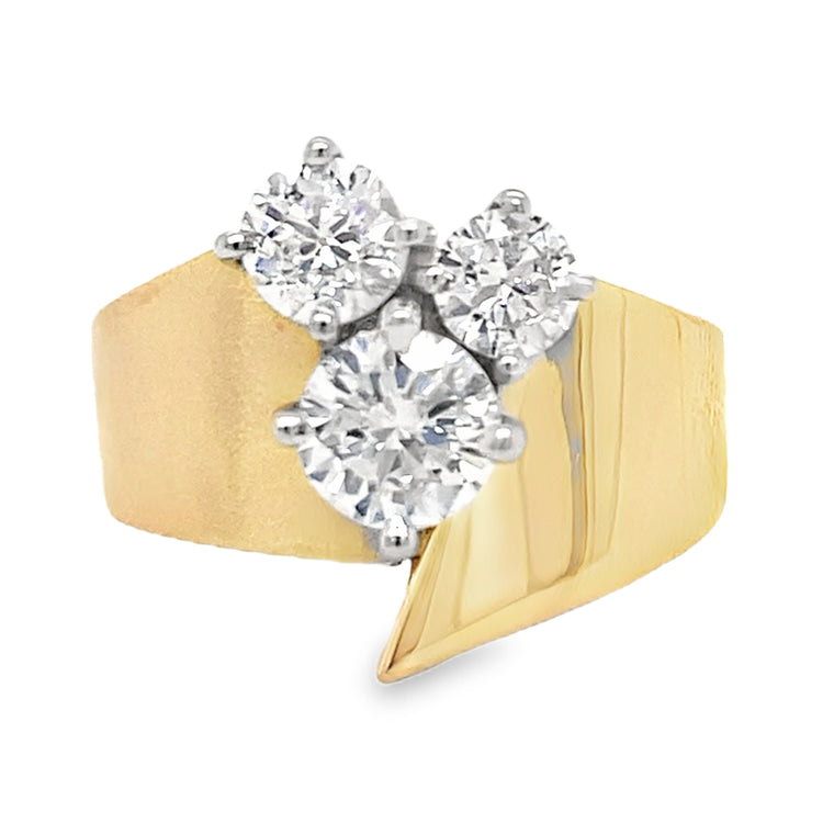 1.20TCW Free Form Trio Diamond Ring