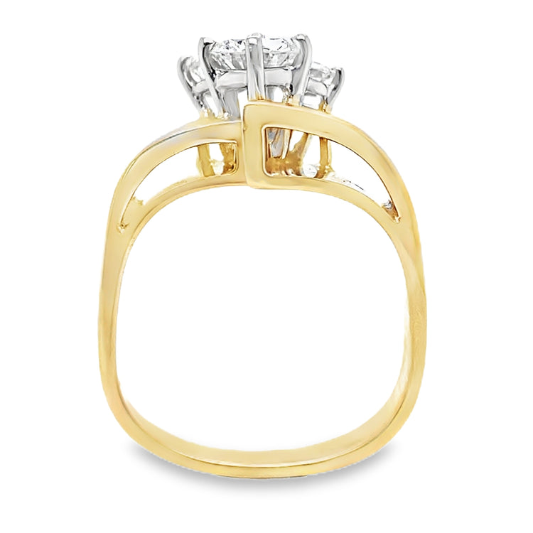 1.20TCW Free Form Trio Diamond Ring