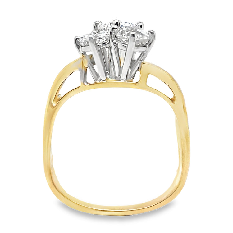 1.20TCW Free Form Trio Diamond Ring