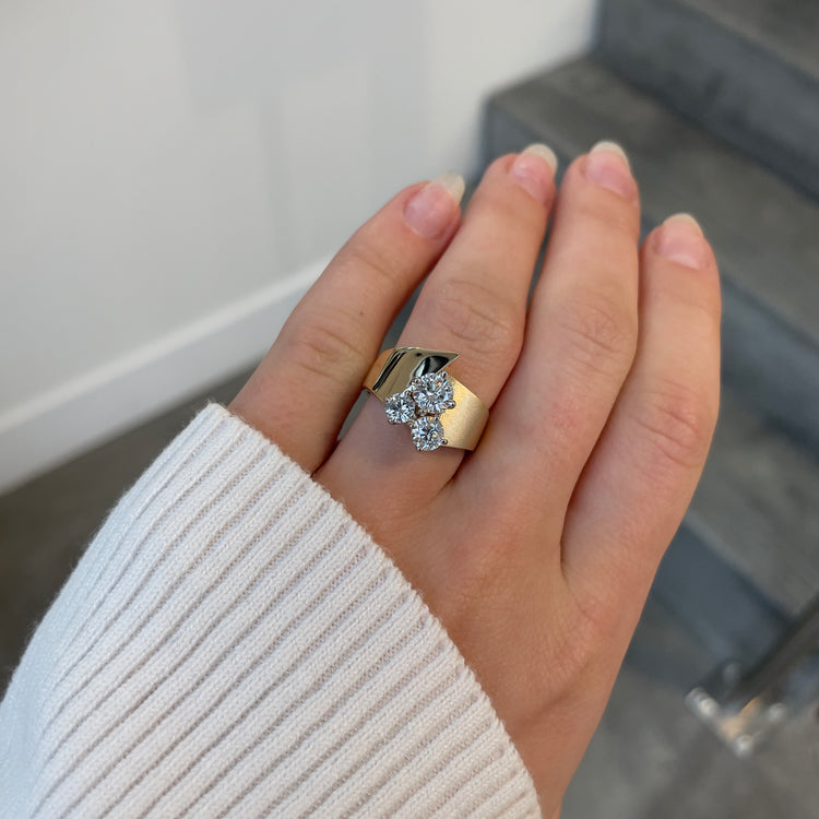 1.20TCW Free Form Trio Diamond Ring