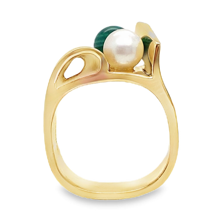 Malachite & Pearl Statement Ring