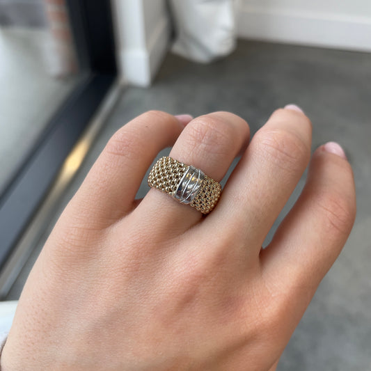 Two Tone Wide Mesh Ring