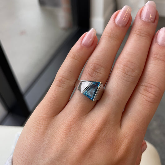 Fancy Cut Blue Topaz Ring