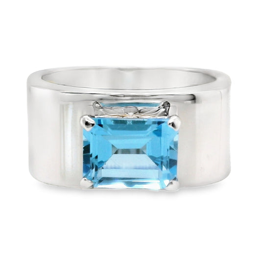 Blue Topaz Ring with Filigree Setting