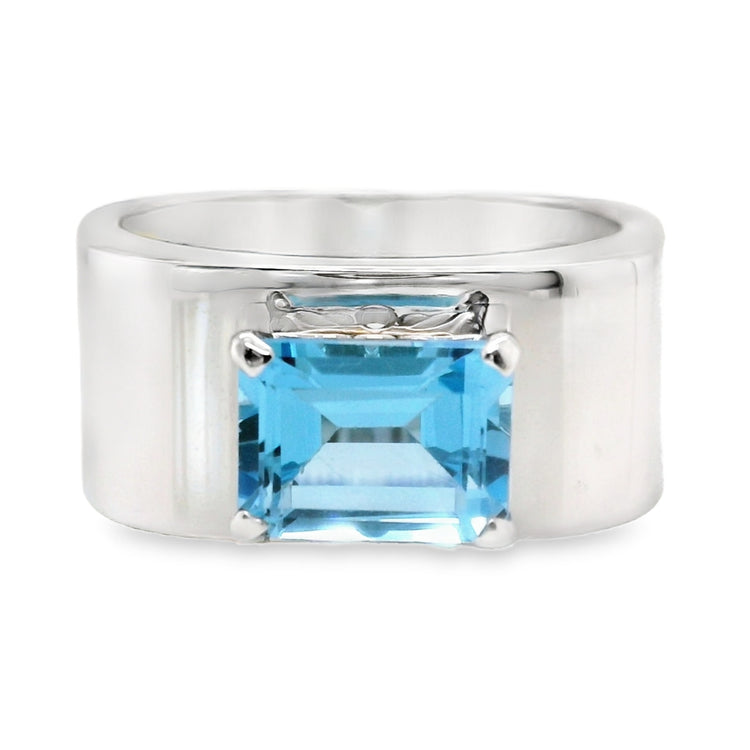 Blue Topaz Ring with Filigree Setting