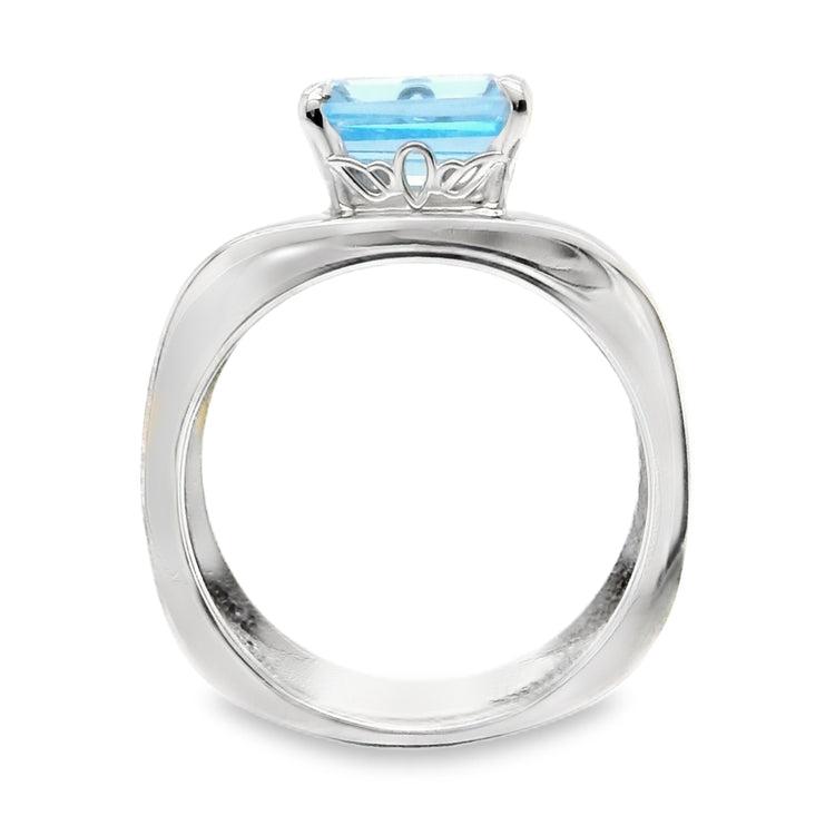 Blue Topaz Ring with Filigree Setting