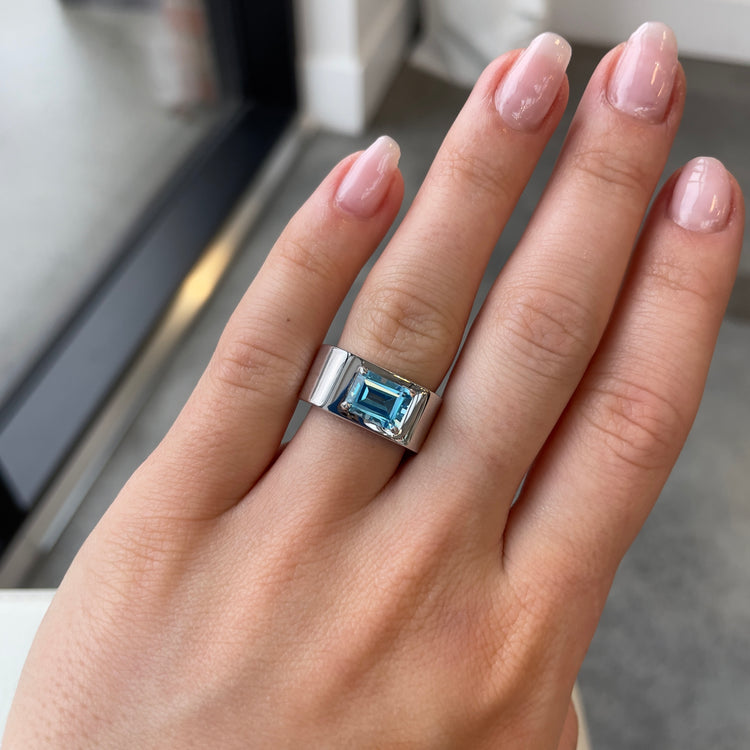 Blue Topaz Ring with Filigree Setting