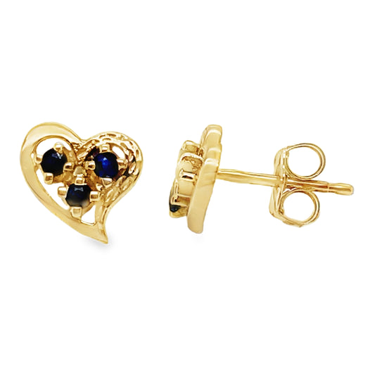 Triple Sapphire Heart Earrings