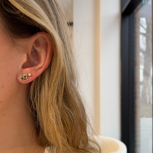 Triple Sapphire Heart Earrings