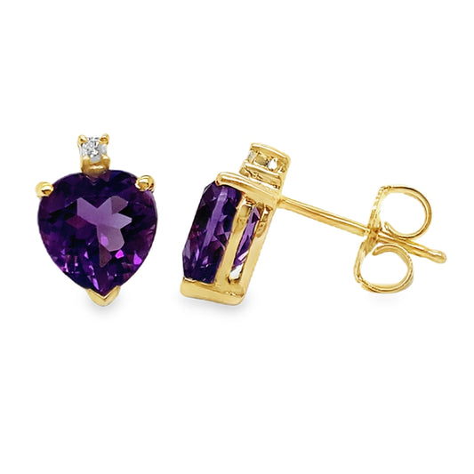 Heart Amethyst & Diamond Accent Earrings