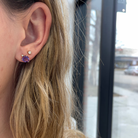 Heart Amethyst & Diamond Accent Earrings