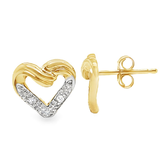 Half Diamond Open Heart Earrings