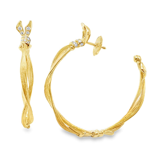 Textured Twist Hoop Earrings with Diamond Accent