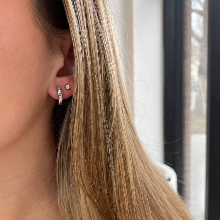 Channel Set Classic Diamond Huggies