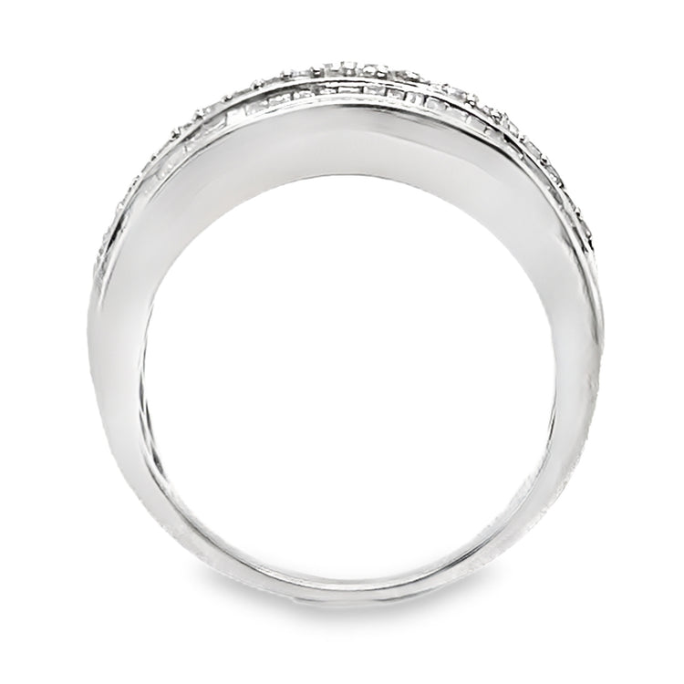 Triple Row Baguette & Round Diamond Ring