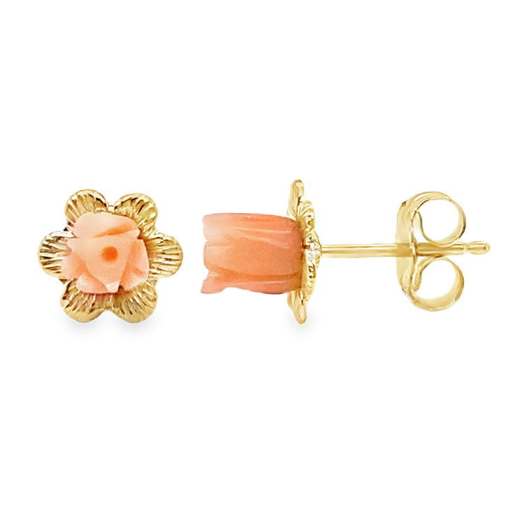 Dainty Coral Flower Studs