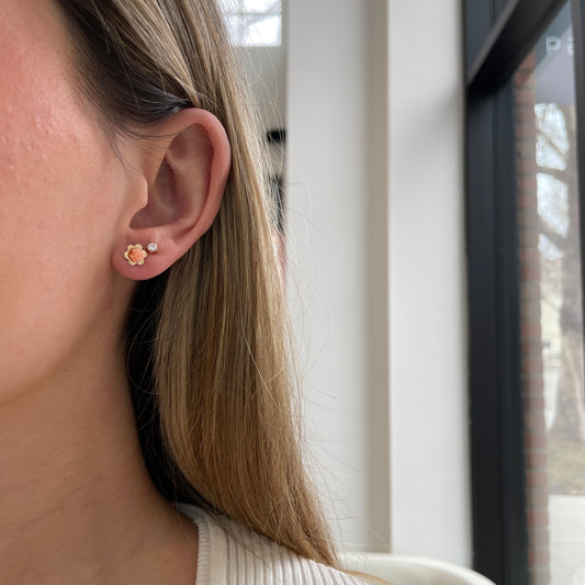 Dainty Coral Flower Studs