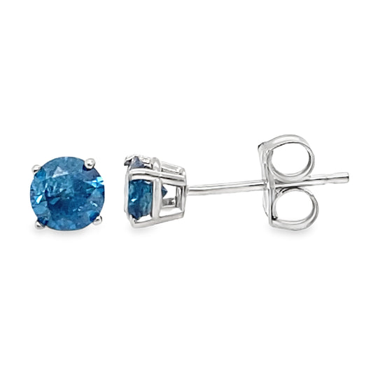 .40TCW Enhanced Blue Diamond Studs