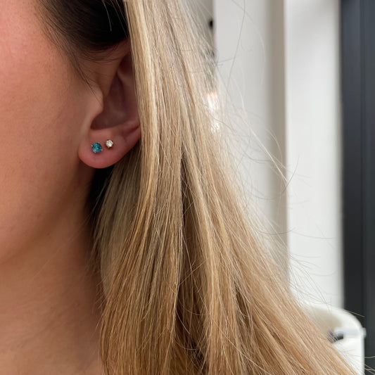 .40TCW Enhanced Blue Diamond Studs