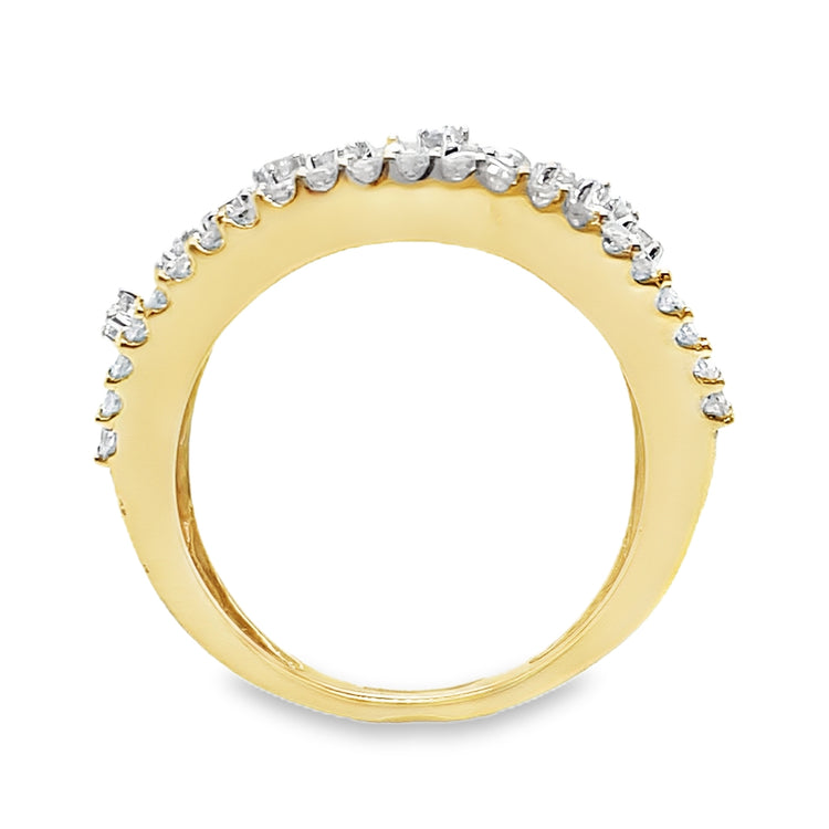 Two Tone Wide Floral Diamond Band