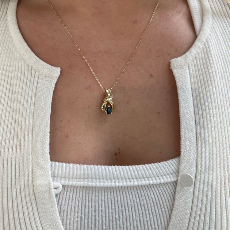 Sapphire & Diamond Knot Neckalce