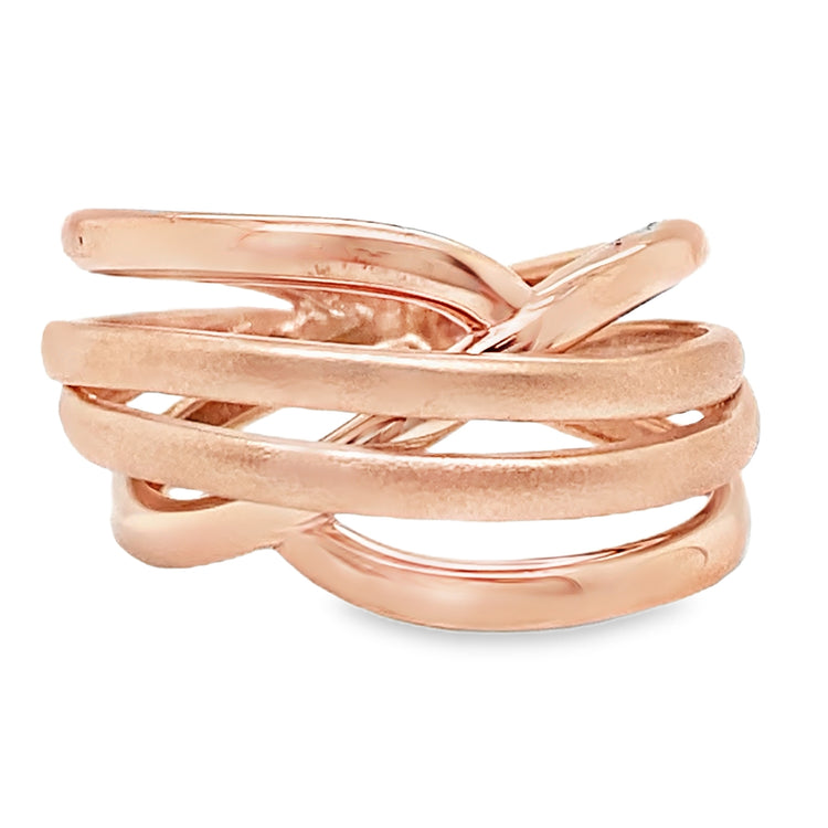 Satin & Polished Criss Cross Wide Band