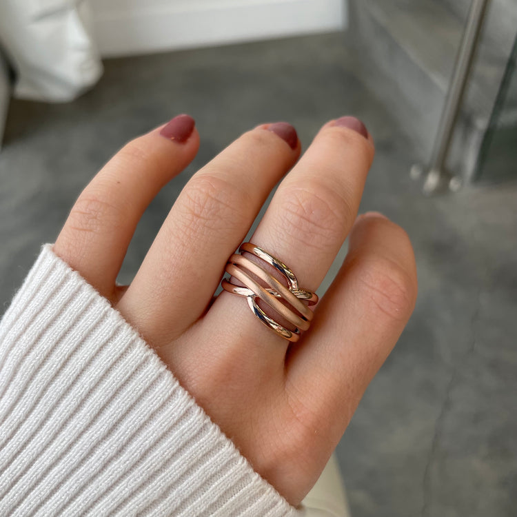 Satin & Polished Criss Cross Wide Band