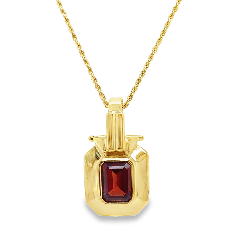 Garnet Bezel Necklace with Hinged Bale