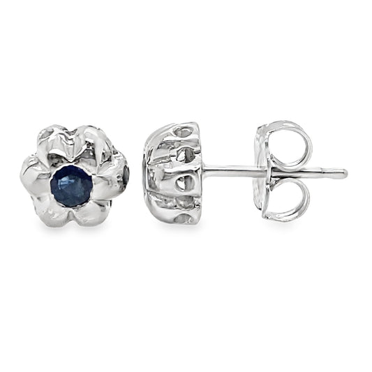 Petite Sapphire Flower Studs