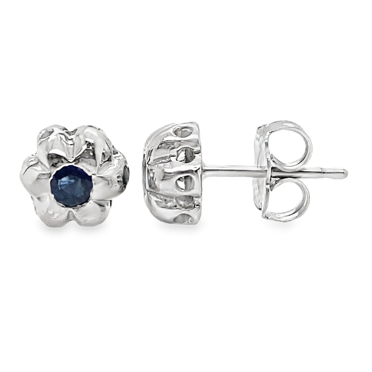 Petite Sapphire Flower Studs