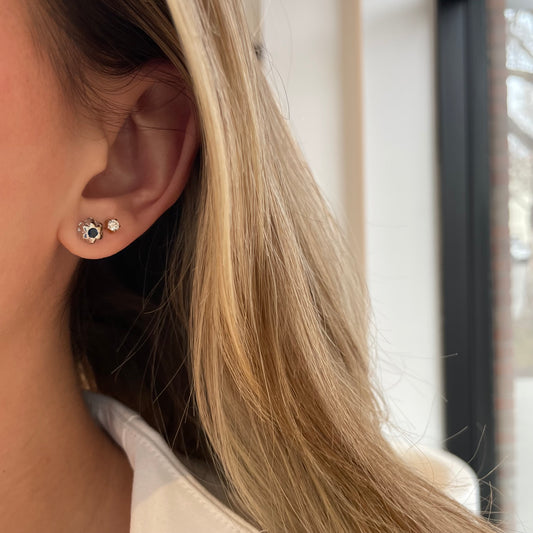 Petite Sapphire Flower Studs