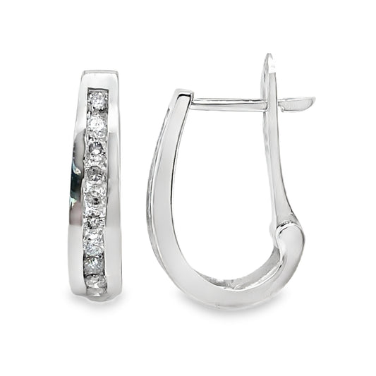 3/4 Inch Drop Channel Set Diamond Earrings