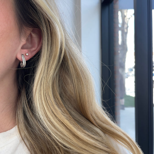 3/4 Inch Drop Channel Set Diamond Earrings