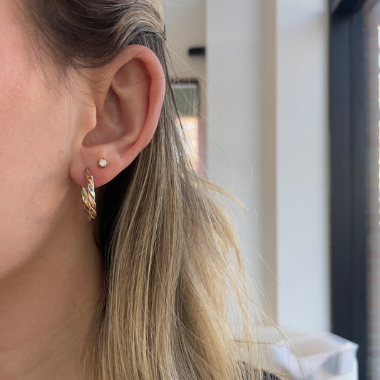 3/4 Inch Tri Gold Twisted Hoops