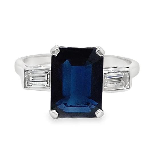 Sapphire & Diamond Art Deco Style Ring