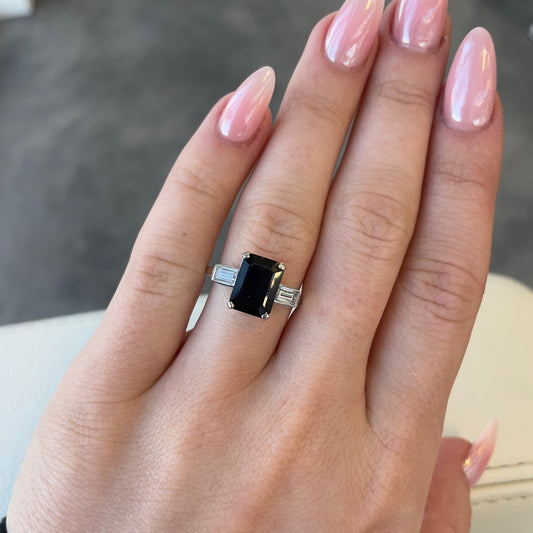 Sapphire & Diamond Art Deco Style Ring