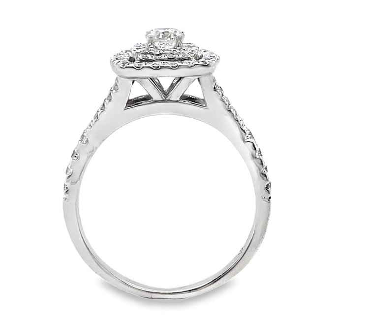 1.01TCW Double Halo Split Shank Diamond Ring