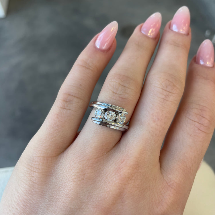 1.00TCW English Cut Diamond Bypass Ring