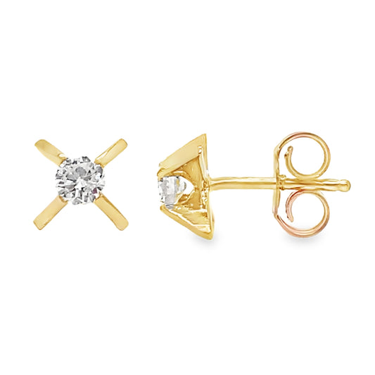 .15TCW Gold Accented Diamond Studs