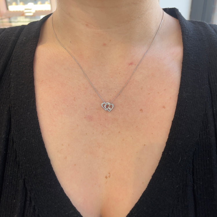 Interlocking Double Heart Diamond Necklace