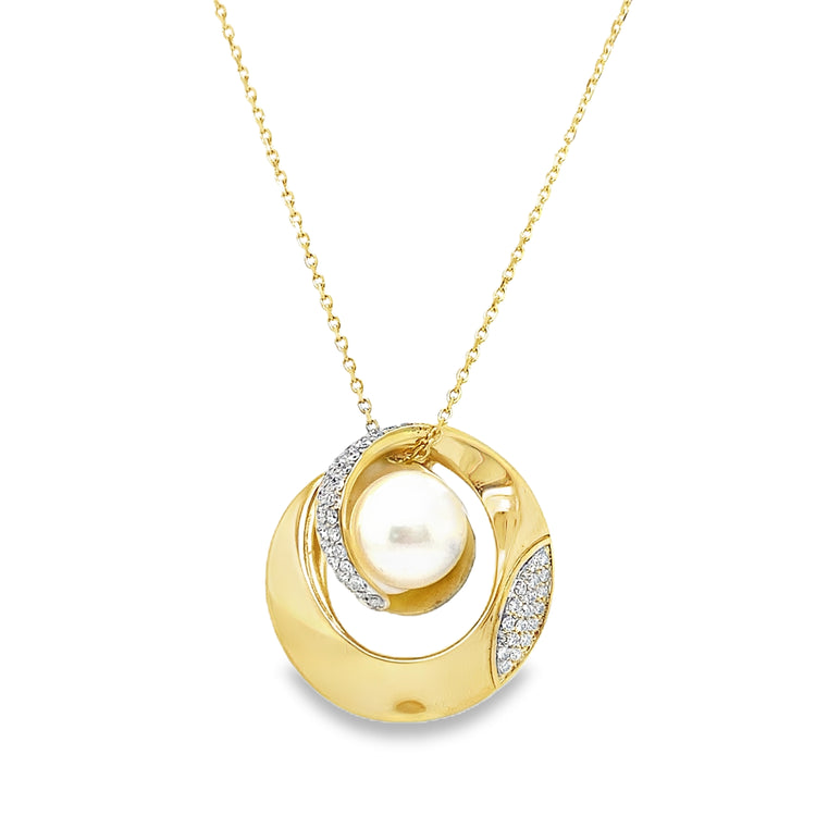 Pearl & Diamond Swirl Necklace