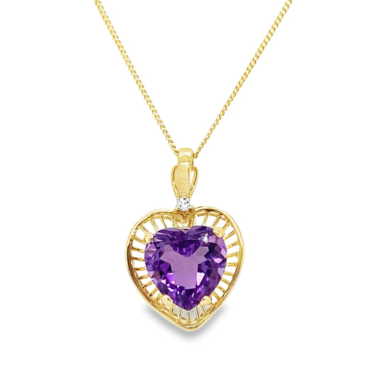 Amethyst & Diamond Necklace with Hinged Bale