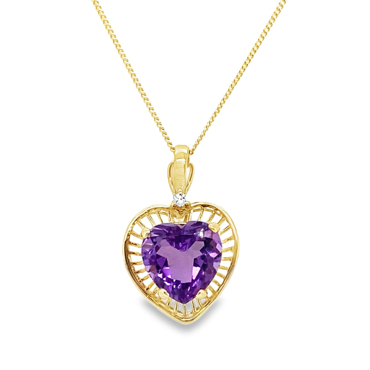 Amethyst & Diamond Necklace with Hinged Bale