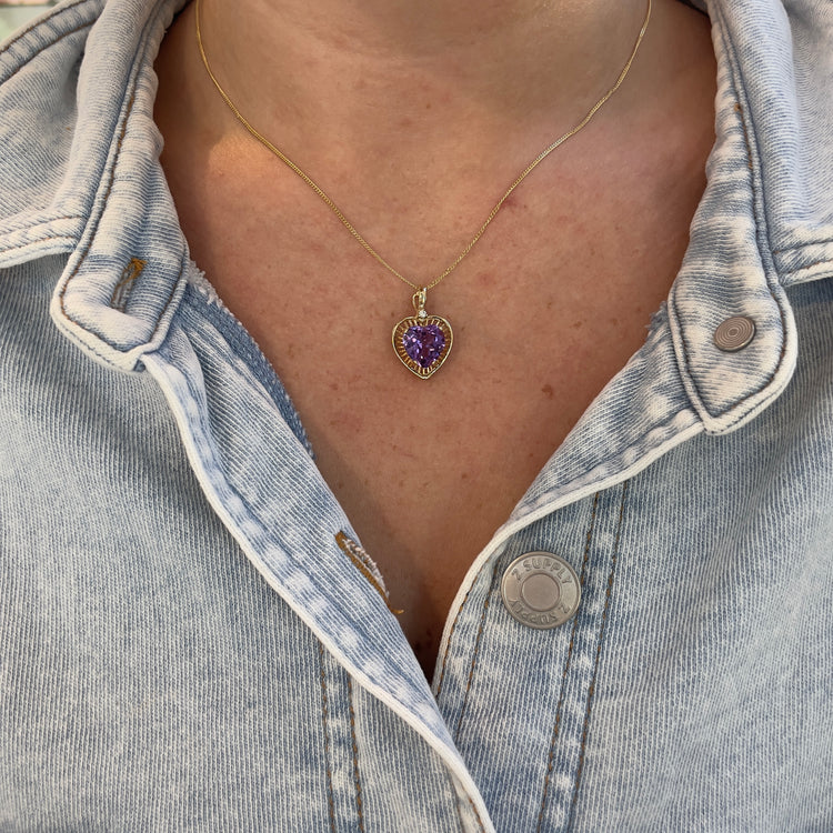 Amethyst & Diamond Necklace with Hinged Bale