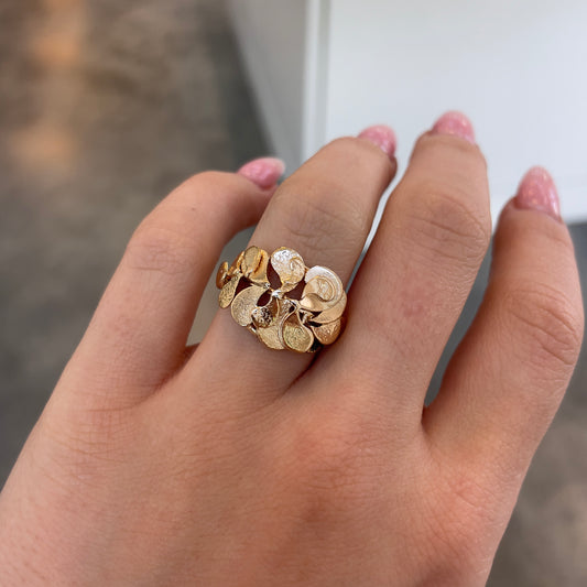 Textured Overlapping Petals Ring