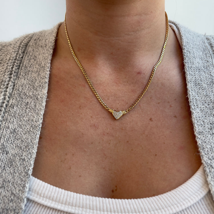Diamond Heart Station Necklace